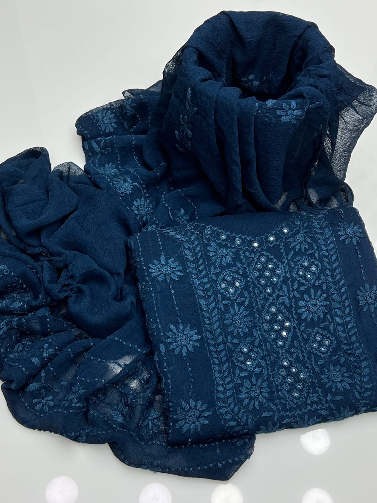 Pakka Boor Neck Mirror | Unstitched Shirt Dupatta 2 Piece