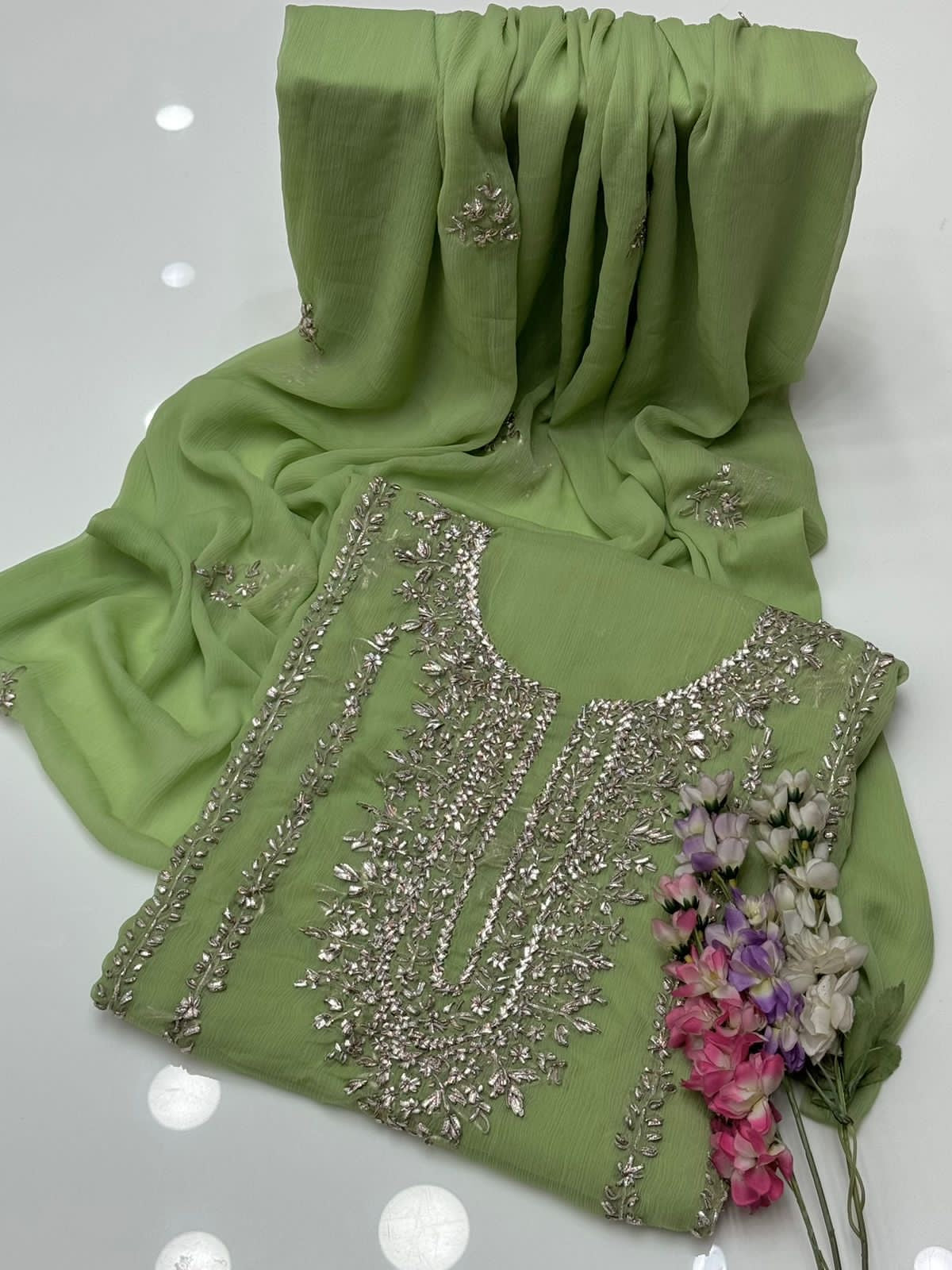 Gotta Kinari Work | Unstitched Shirt Dupatta 2 Piece