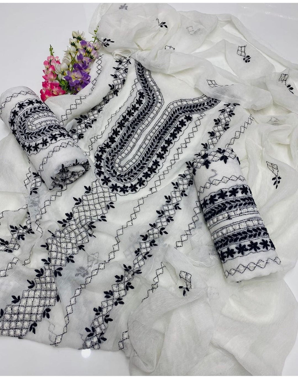 Pakka Tanka Embroidery | Unstitched Shirt Dupatta 2 Piece