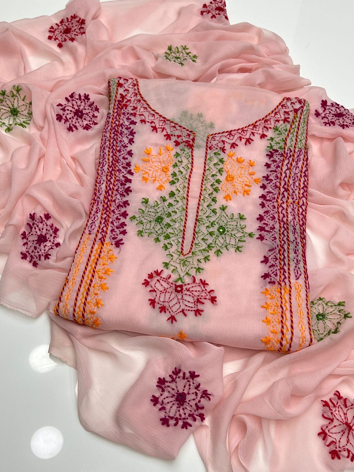 Afghani Tanka Embroidery | Unstitched Shirt Dupatta 2 Piece