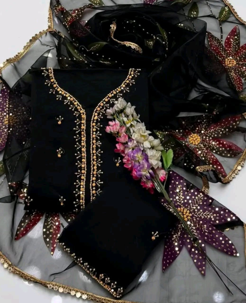 HandPainted Festive Wear | Unstitched Shirt Dupatta 2 Piece