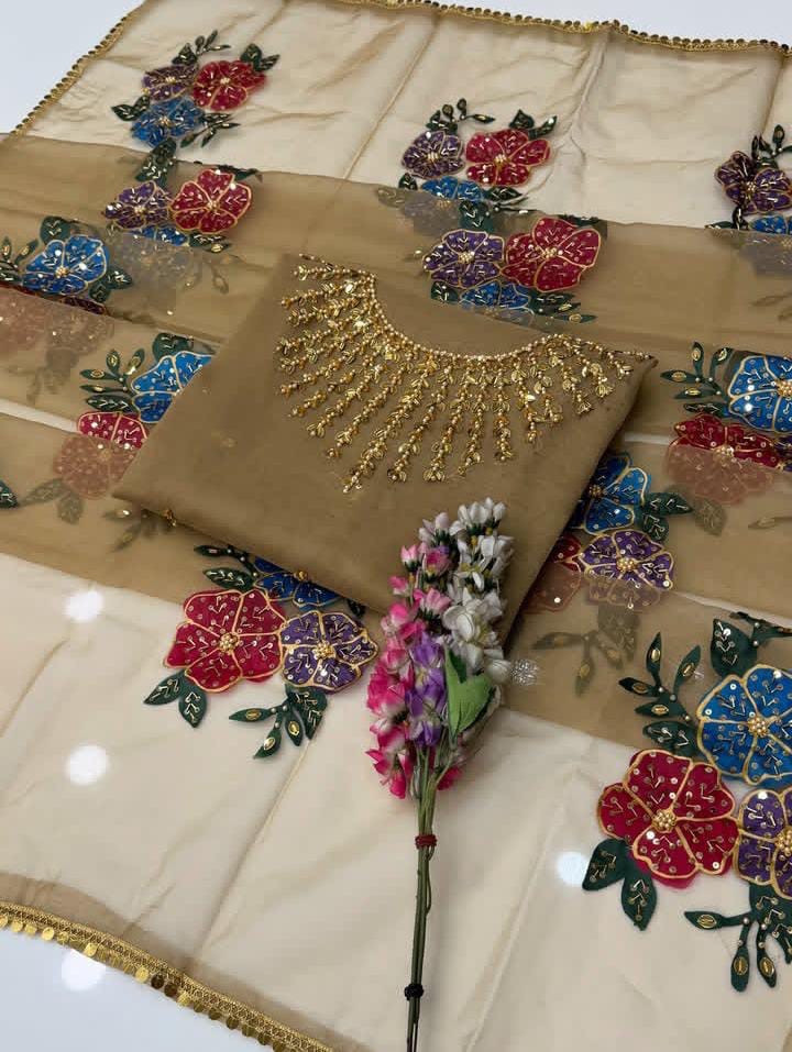 HandPainted Festive Wear | Unstitched Shirt Dupatta 2 Piece