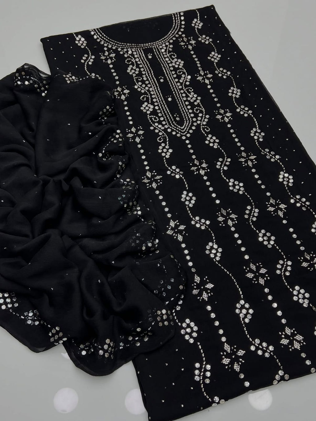 Heavy Mukesh | Unstitched Shirt Dupatta 2 Piece