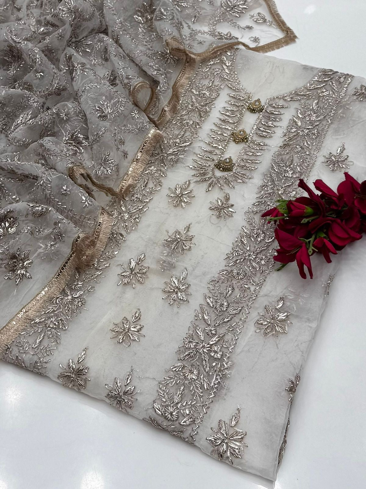 Sui Gotta Kinari Work (Dyeable)| Unstitched Shirt Dupatta 2 Piece