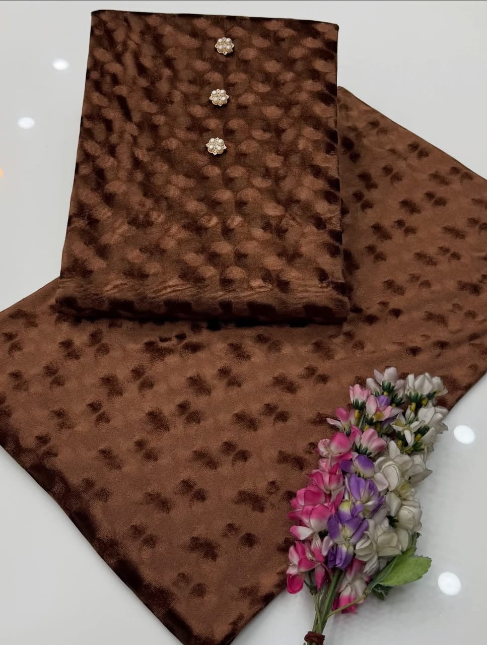 Self Micro 6000 Velvet | Unstitched Shirt Trouser 2 Piece