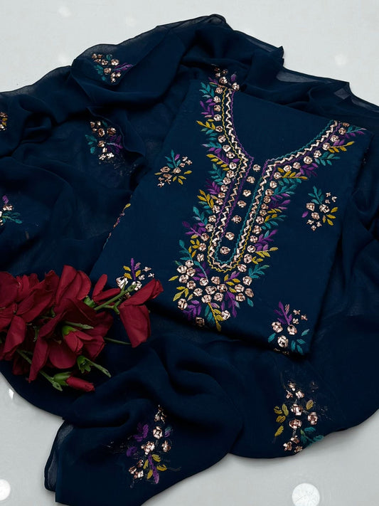 Thread & Gotta Work | Unstitched Shirt Dupatta Trouser 3 Piece