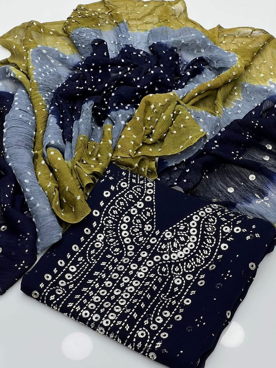 Chunari Mukesh Work | Unstitched Shirt Dupatta 2 Piece