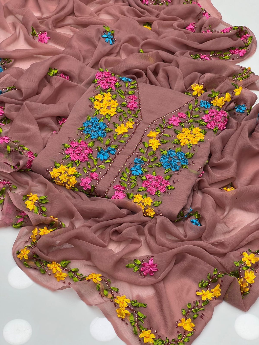 Ribbon Work | Unstitched Shirt Dupatta 2 Piece