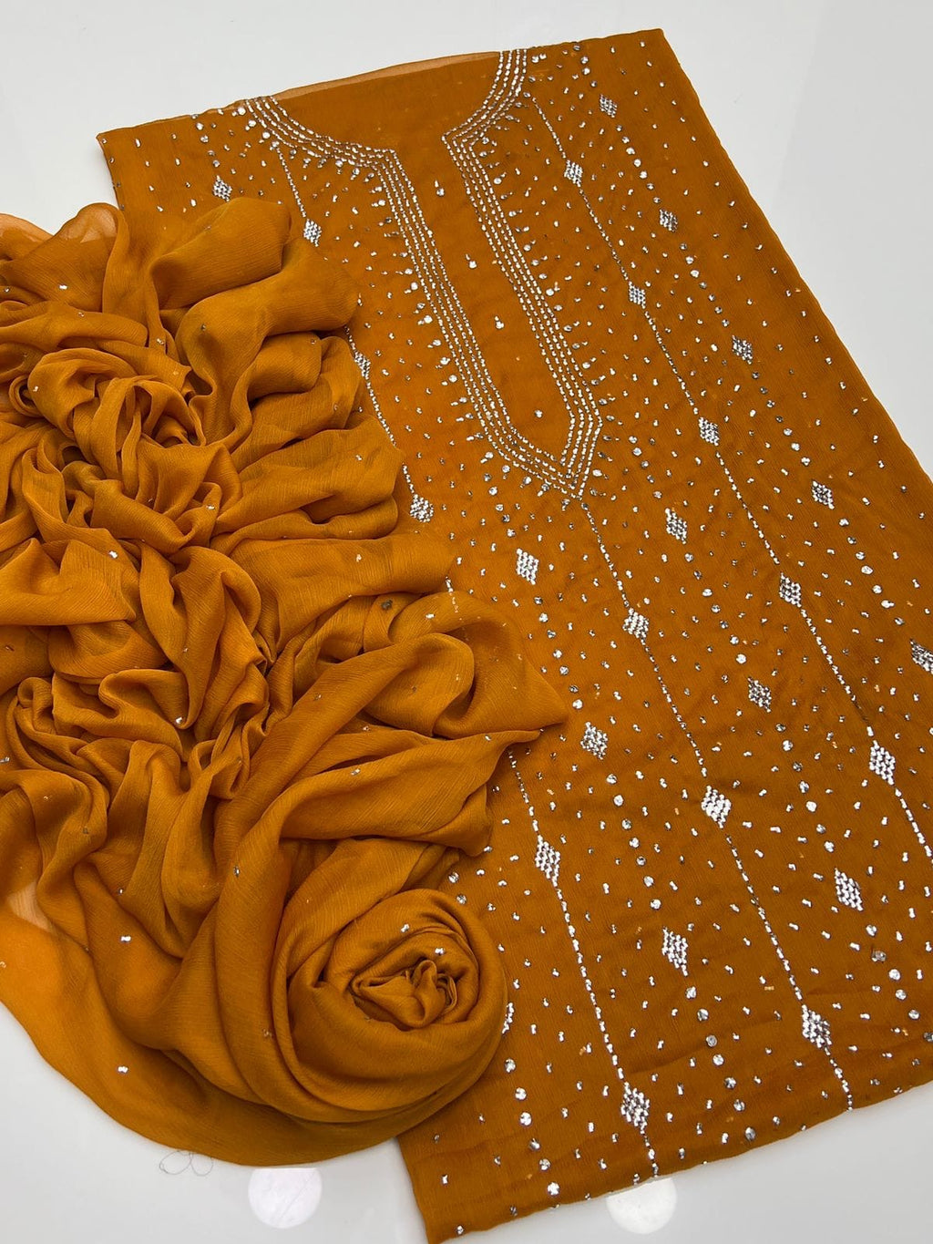 Heavy Panel Mukesh | Unstitched Shirt Dupatta 2 Piece