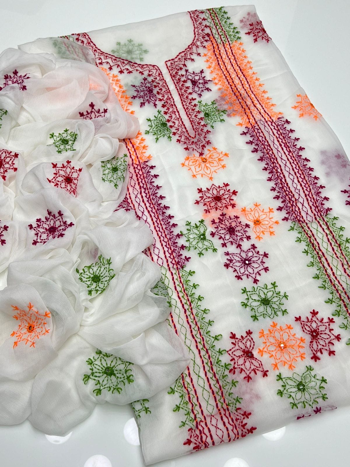 Afghani Tanka Embroidery | Unstitched Shirt Dupatta 2 Piece