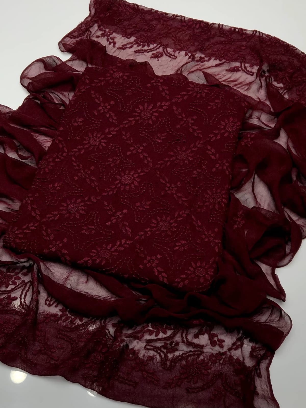 Pakka Boor Embroidery | Unstitched Shirt Dupatta 2 Piece