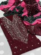 Chunari Mukesh Work | Unstitched Shirt Dupatta 2 Piece