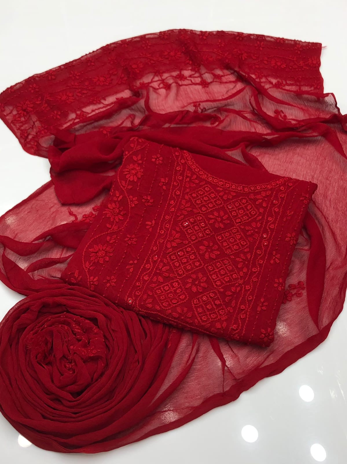 Pakka Boor Neck Mirror | Unstitched Shirt Dupatta 2 Piece