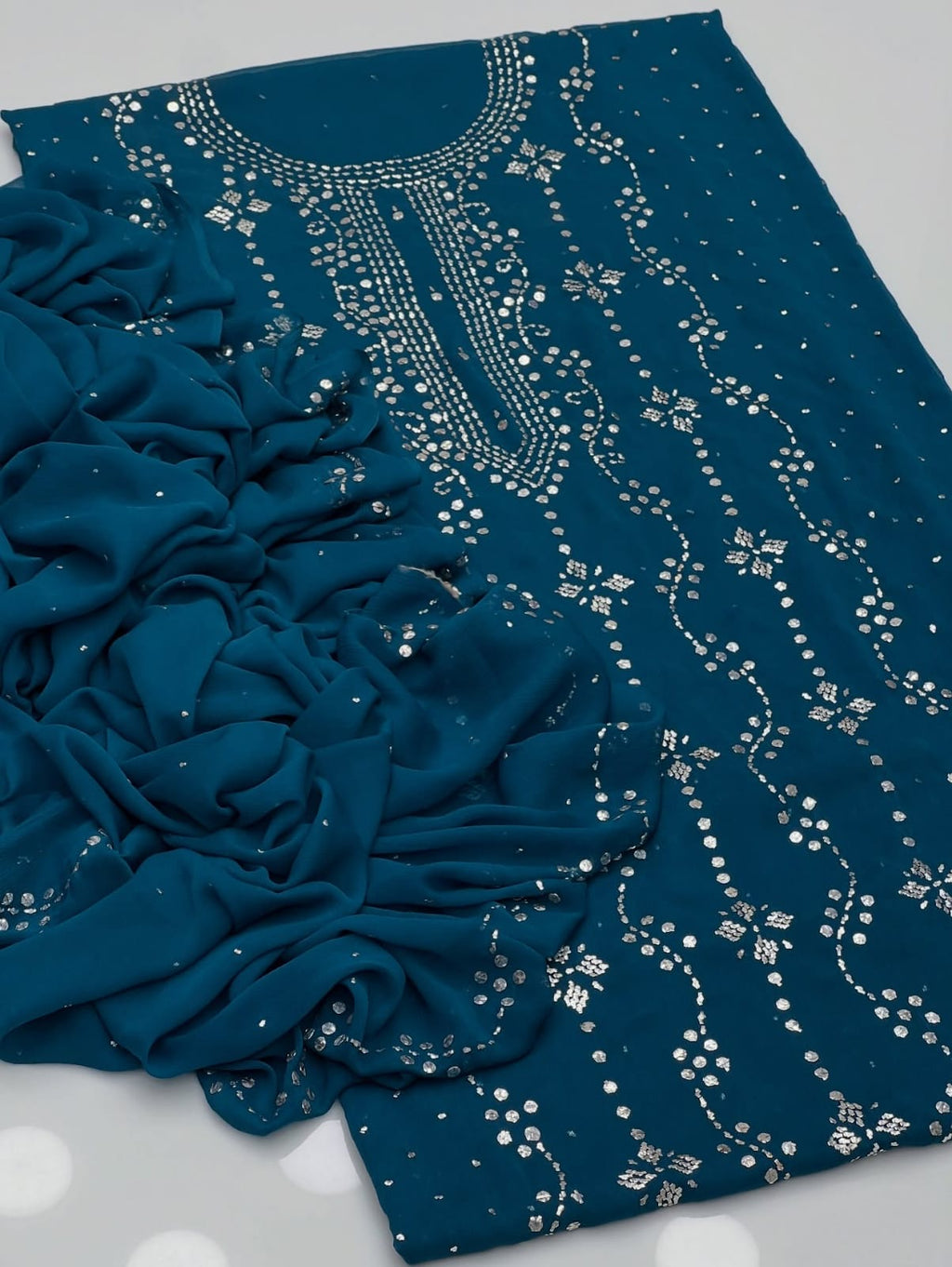 Heavy Mukesh | Unstitched Shirt Dupatta 2 Piece