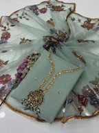 HandPainted Festive Wear | Unstitched Shirt Dupatta 2 Piece