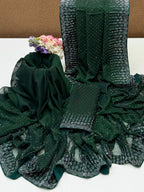 Sequence Pasting Stone Saree | Unstitched Blouse + Saree