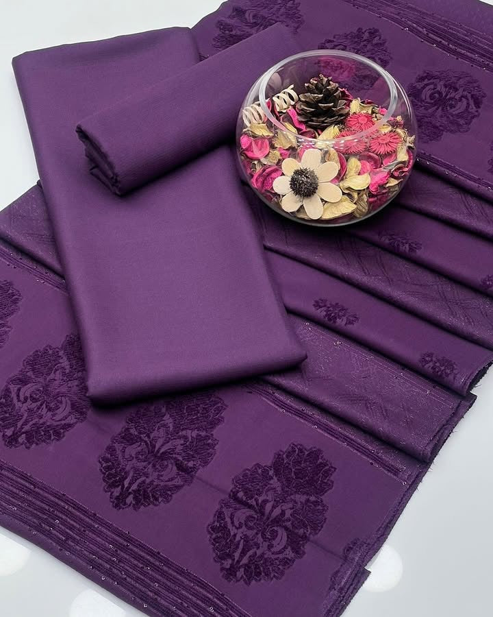 Peach Leather | Unstitched Shirt Dupatta Trouser 3 Piece