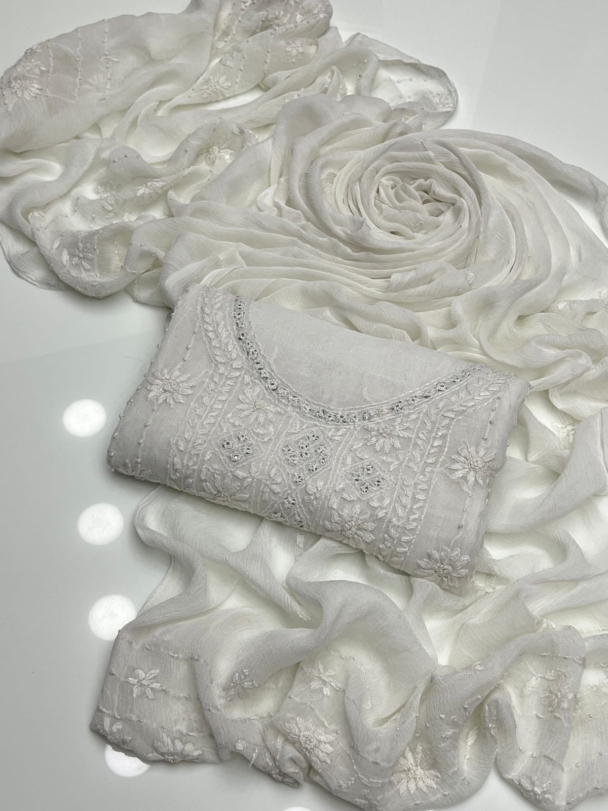 Pakka Boor Neck Mirror | Unstitched Shirt Dupatta 2 Piece