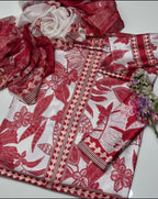 Printed Shamoz Silk | Unstitched Shirt Dupatta Trouser 3 Piece