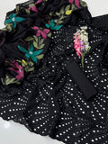 Black Chicken Kari | Unstitched Shirt Dupatta Trouser 3 Piece Dress