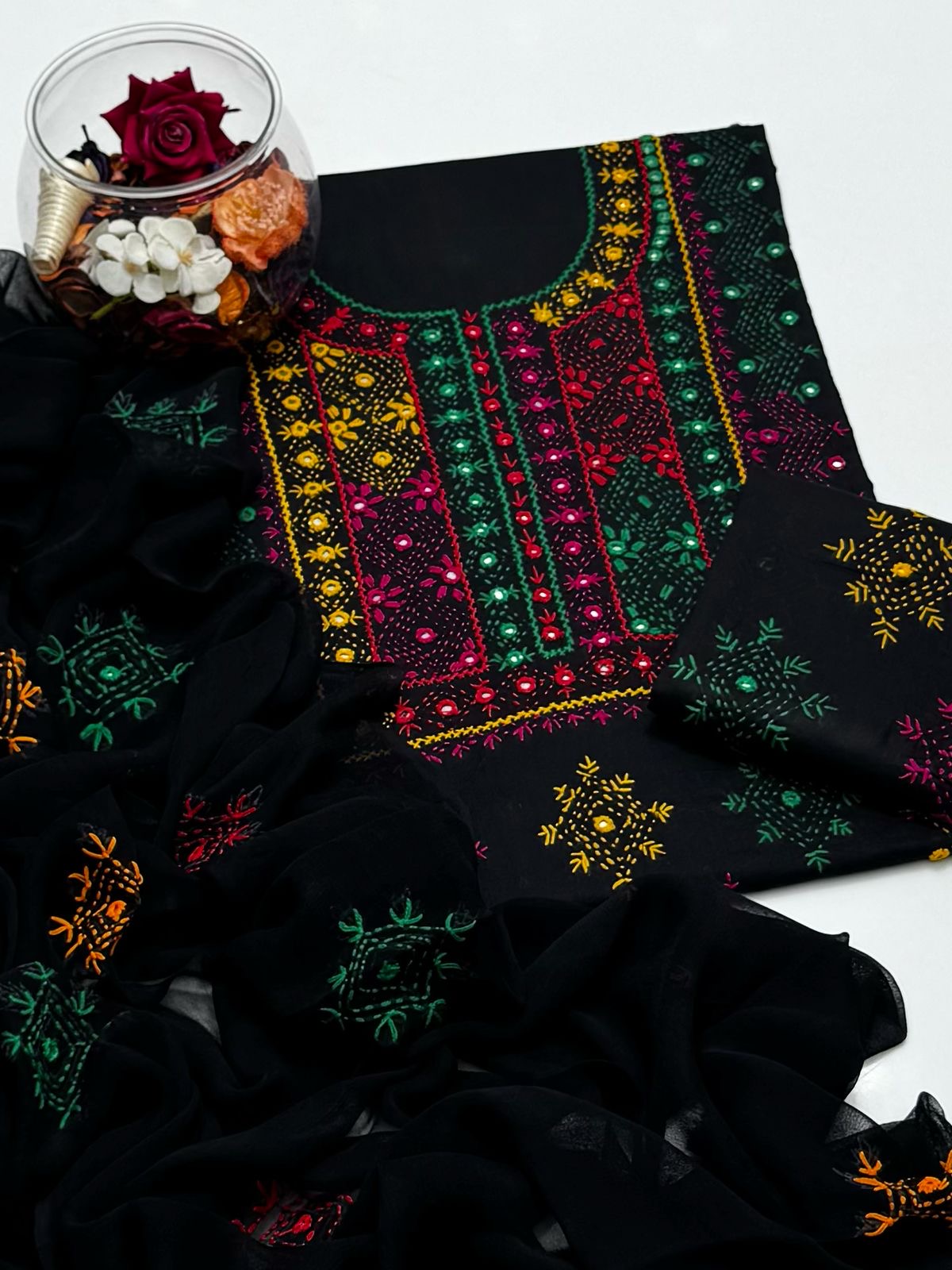 Multi Afghani Tanka Embroidered | Unstitched 3 Piece