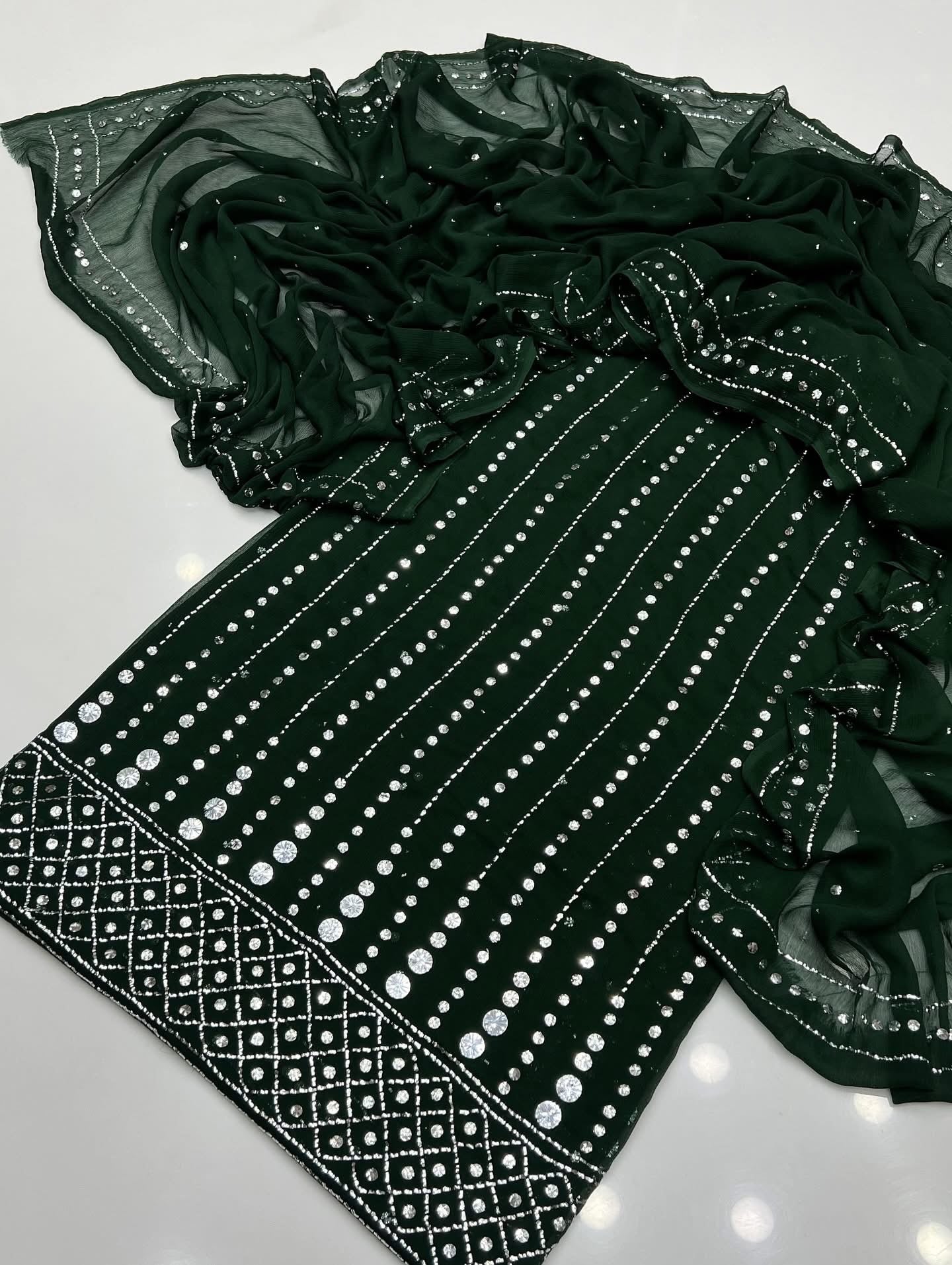 Dot Line Daman Mukesh | Unstitched Shirt Dupatta 2 Piece