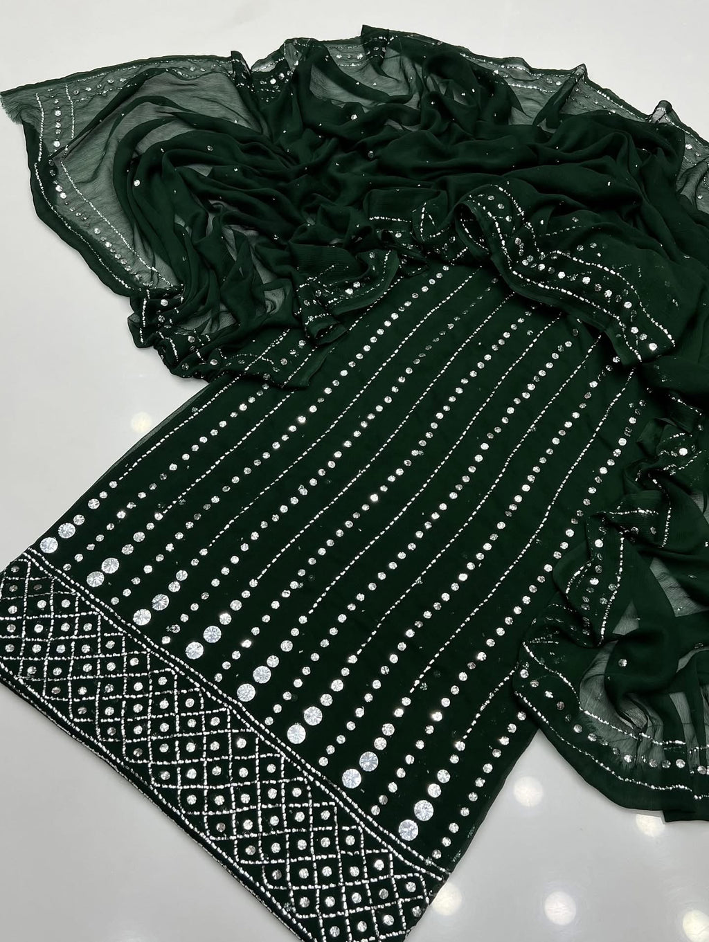 Dot Line Daman Mukesh | Unstitched Shirt Dupatta 2 Piece