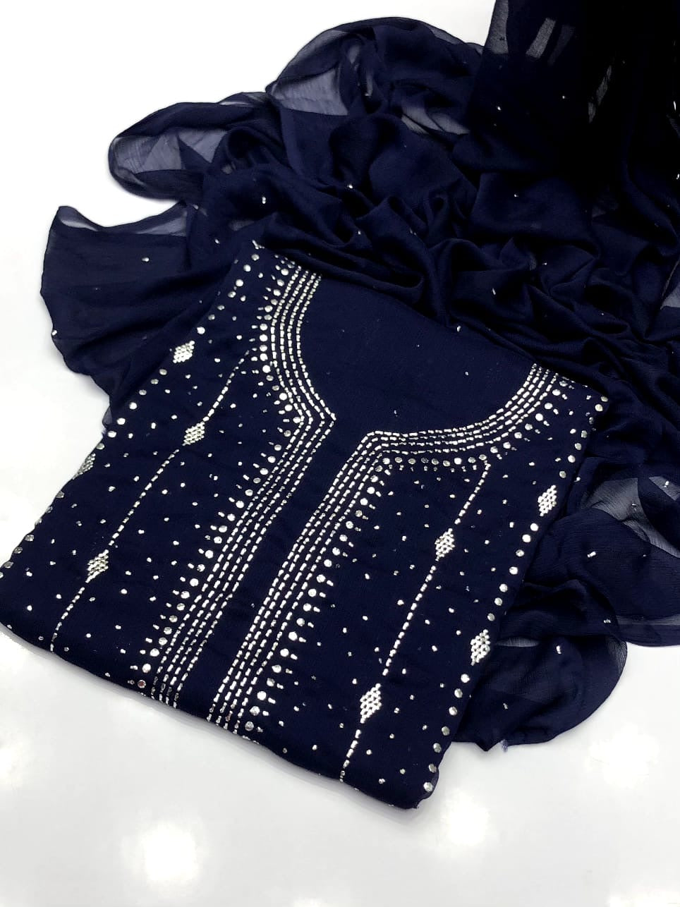 Heavy Panel Mukesh | Unstitched Shirt Dupatta 2 Piece