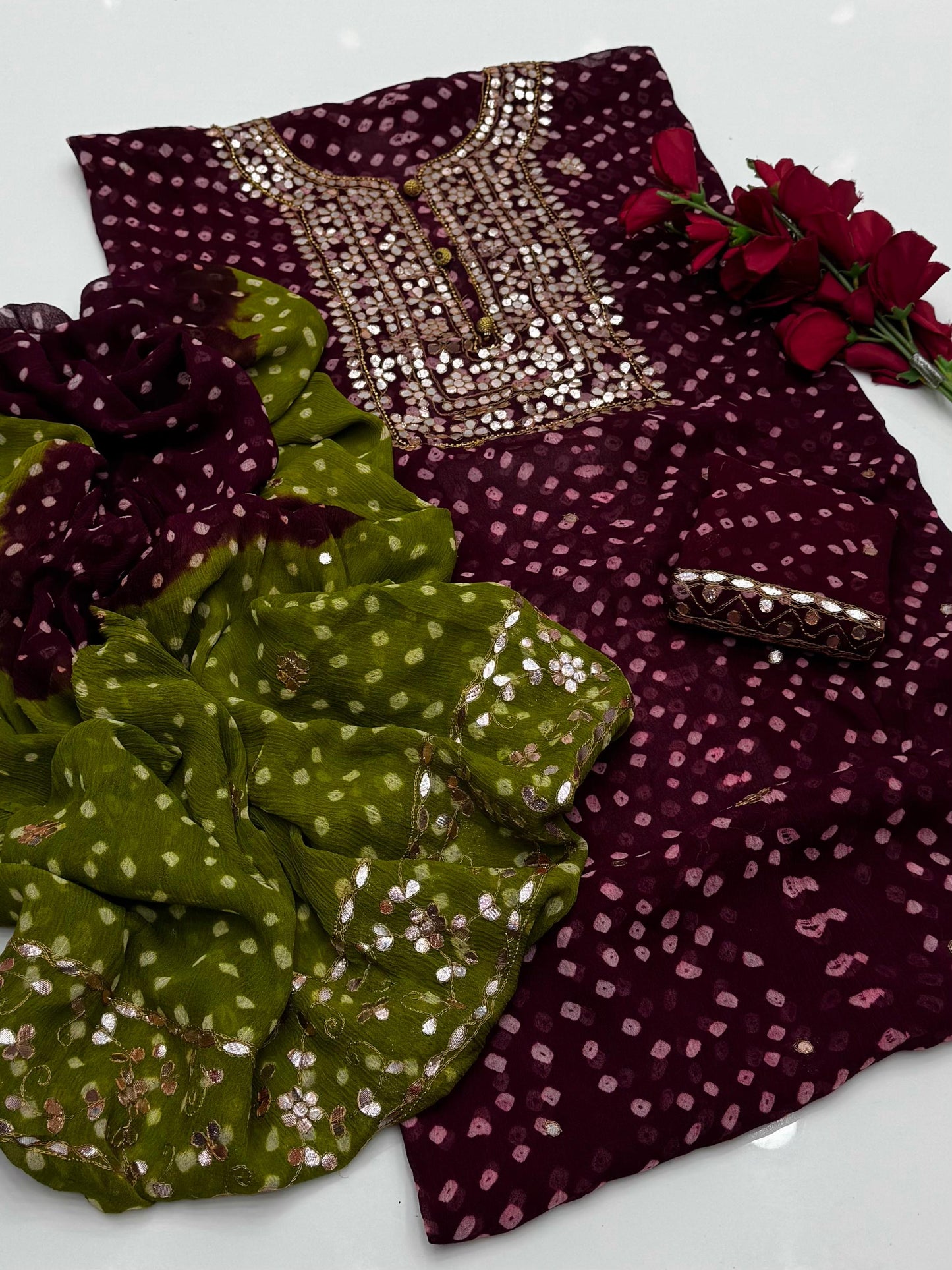 Pasting Gotta Chunari | Unstitched Shirt Dupatta 2 Piece