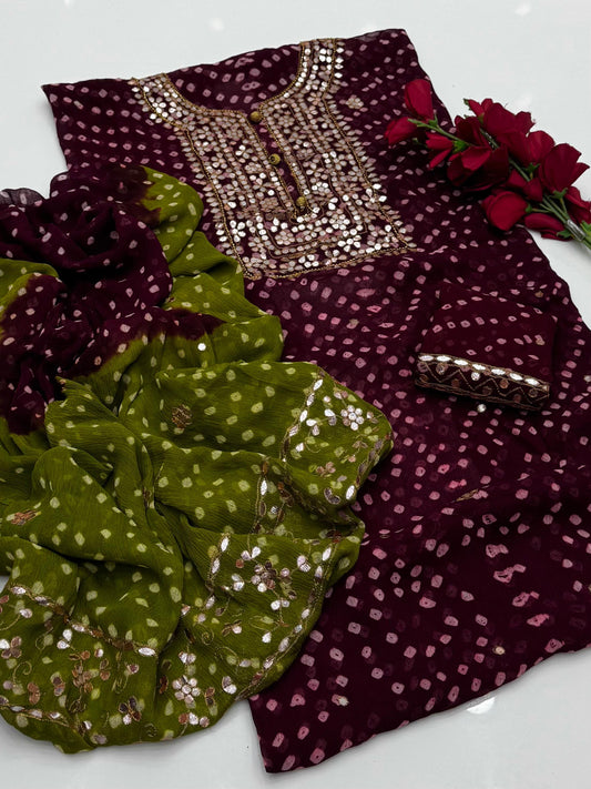 Pasting Gotta Chunari | Unstitched Shirt Dupatta 2 Piece