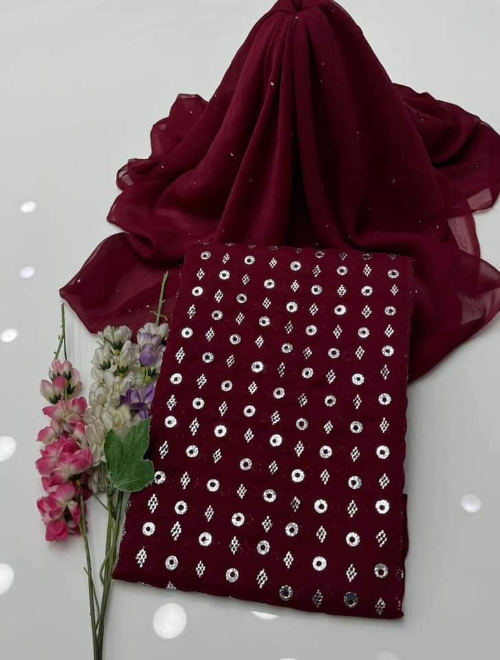 Ring Mukesh | Unstitched Shirt Dupatta 2 Piece