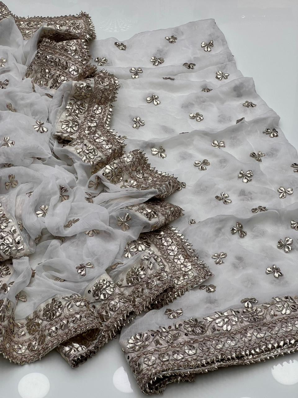 Gotta Kinari Work Dyeable | Unstitched Shirt Dupatta 2 Piece