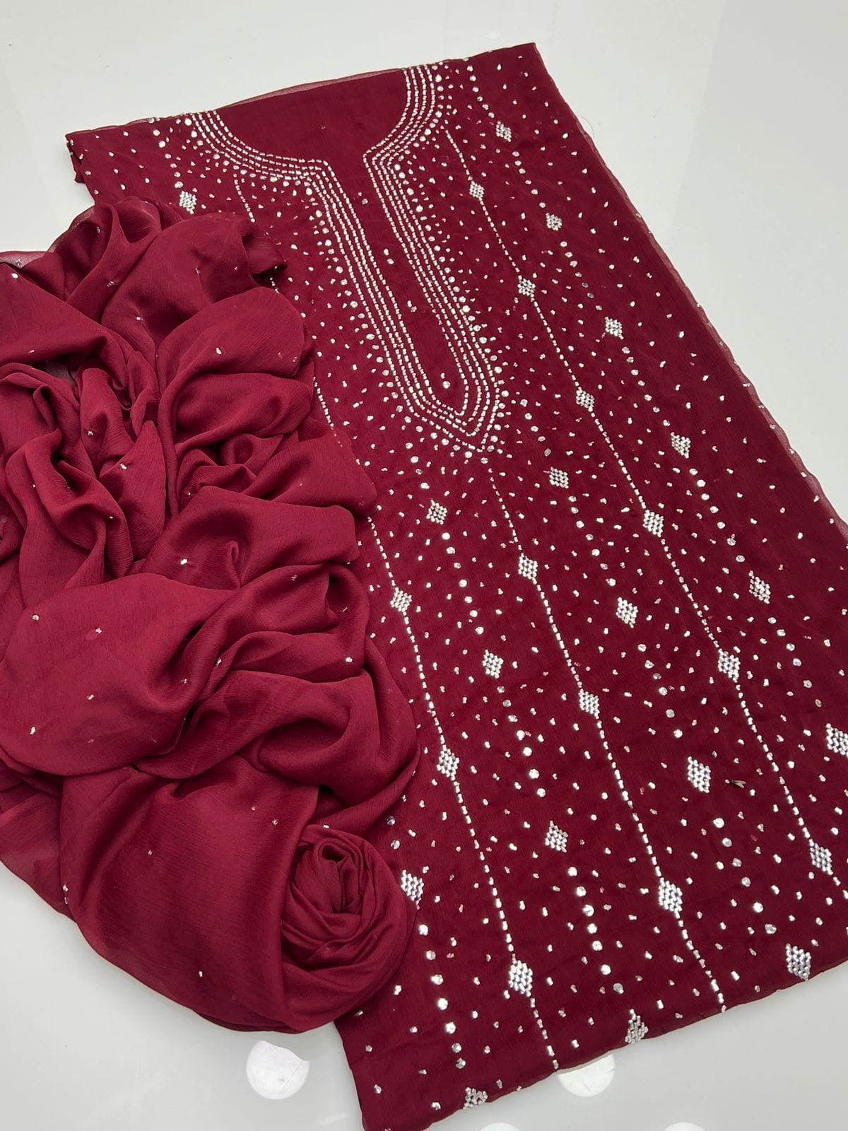 Heavy Panel Mukesh | Unstitched Shirt Dupatta 2 Piece