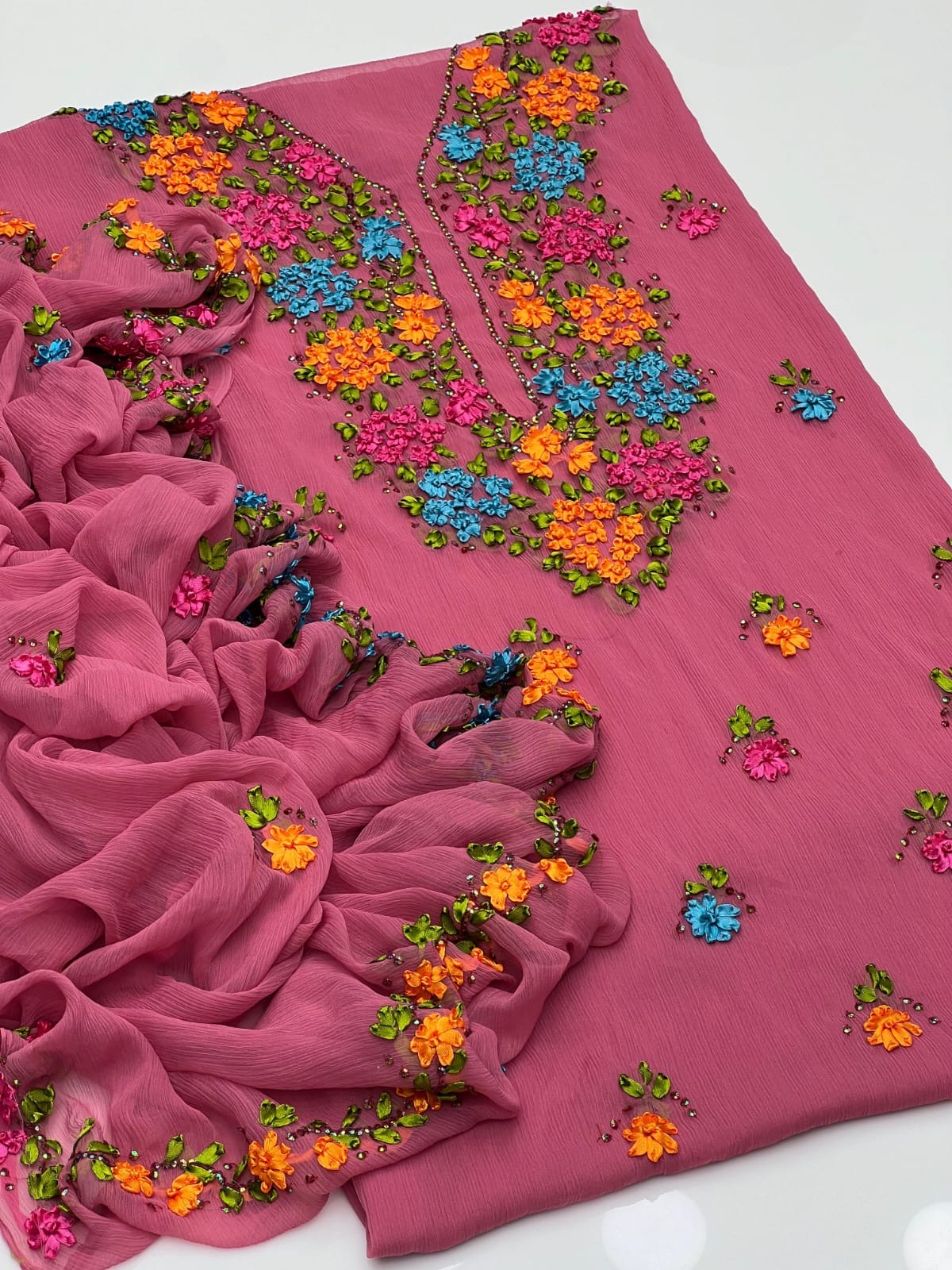 Ribbon Work | Unstitched Shirt Dupatta 2 Piece