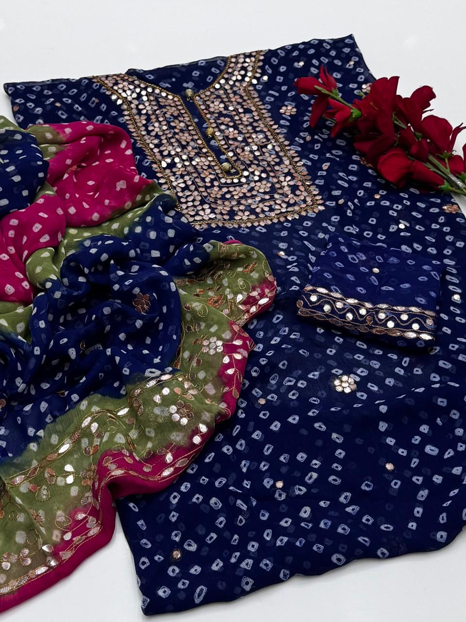 Pasting Gotta Chunari | Unstitched Shirt Dupatta 2 Piece