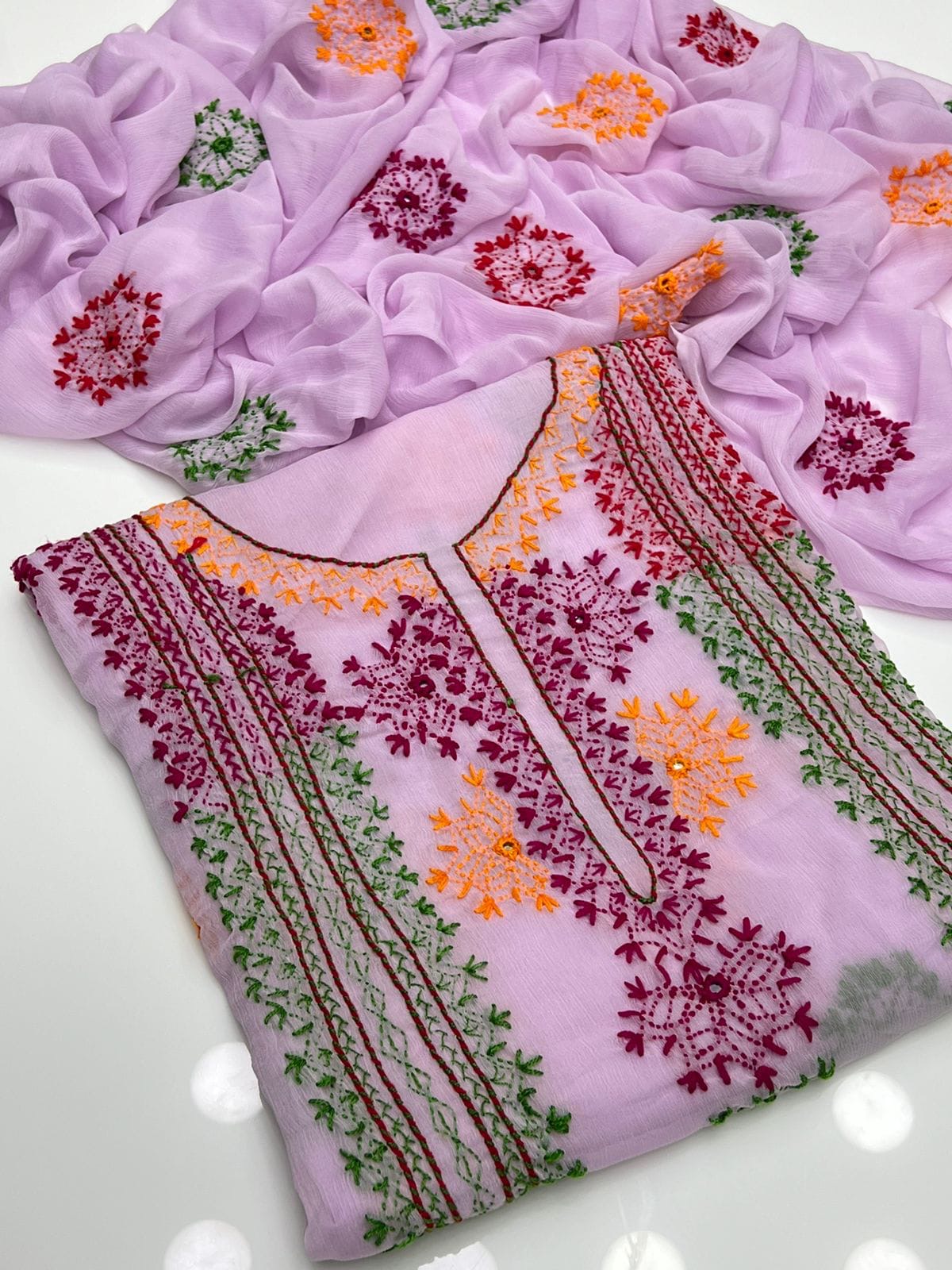 Afghani Tanka Embroidery | Unstitched Shirt Dupatta 2 Piece