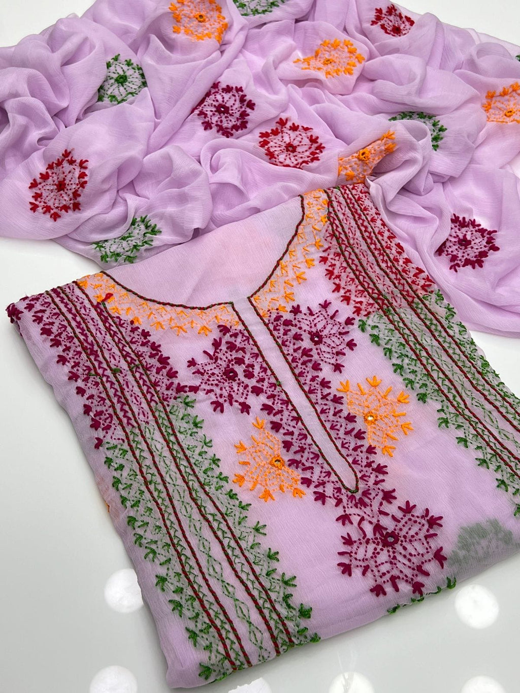 Afghani Tanka Embroidery | Unstitched Shirt Dupatta 2 Piece