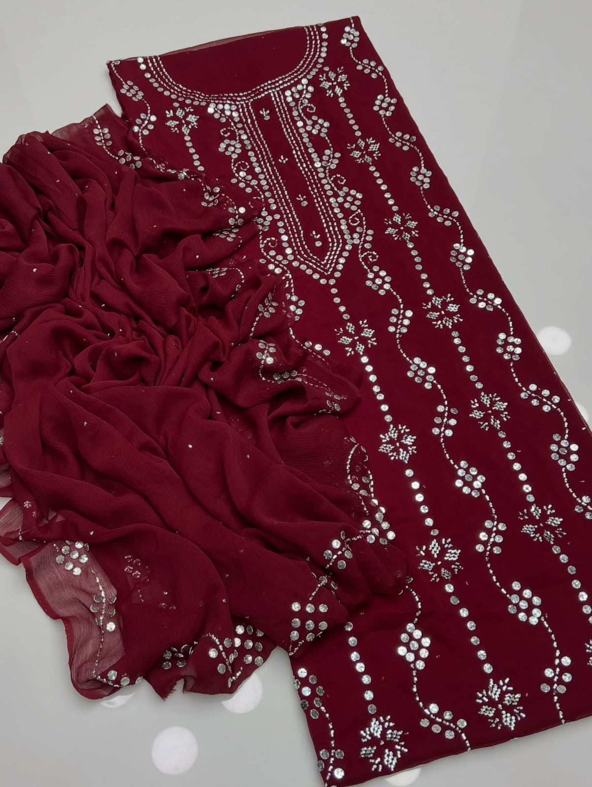 Heavy Mukesh | Unstitched Shirt Dupatta 2 Piece