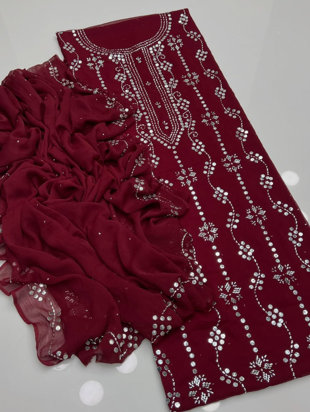 Heavy Mukesh | Unstitched Shirt Dupatta 2 Piece