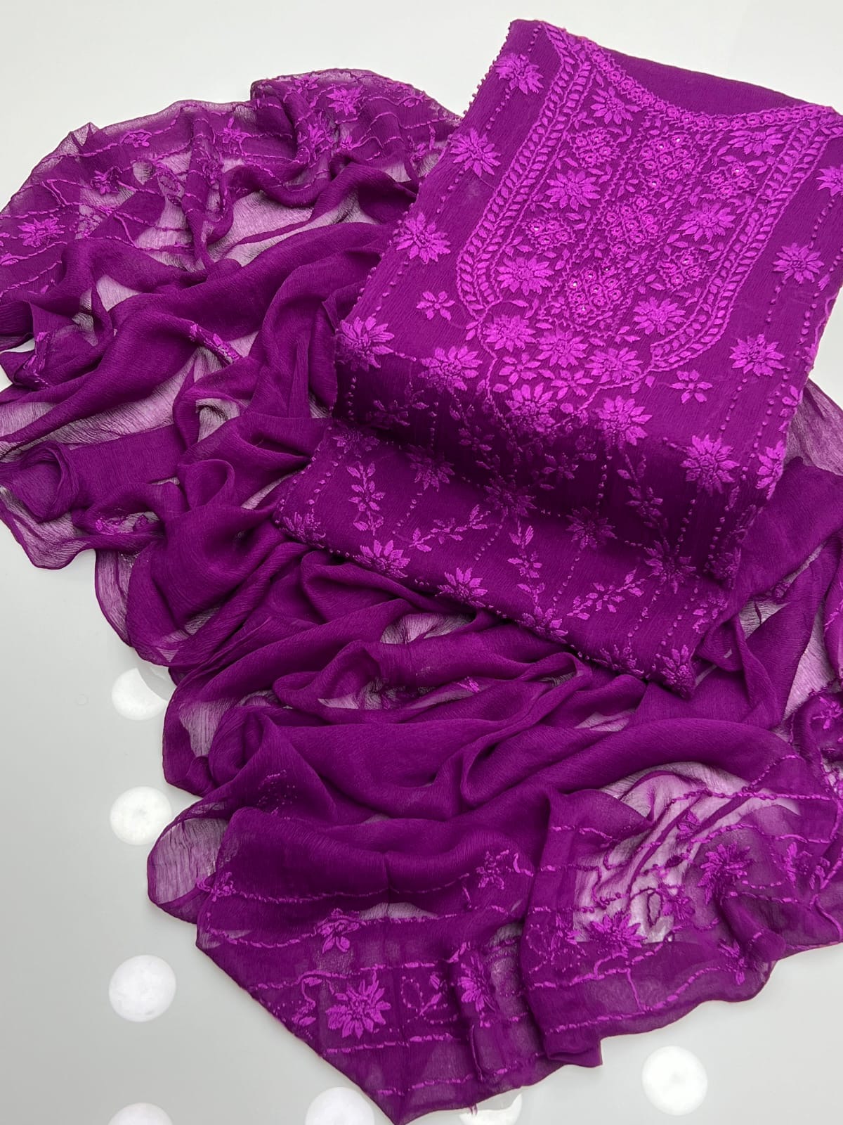 Pakka Boor Neck Mirror | Unstitched Shirt Dupatta 2 Piece