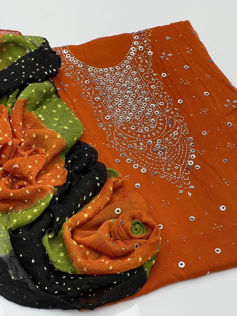 Chunari Mukesh Work | Unstitched Shirt Dupatta 2 Piece