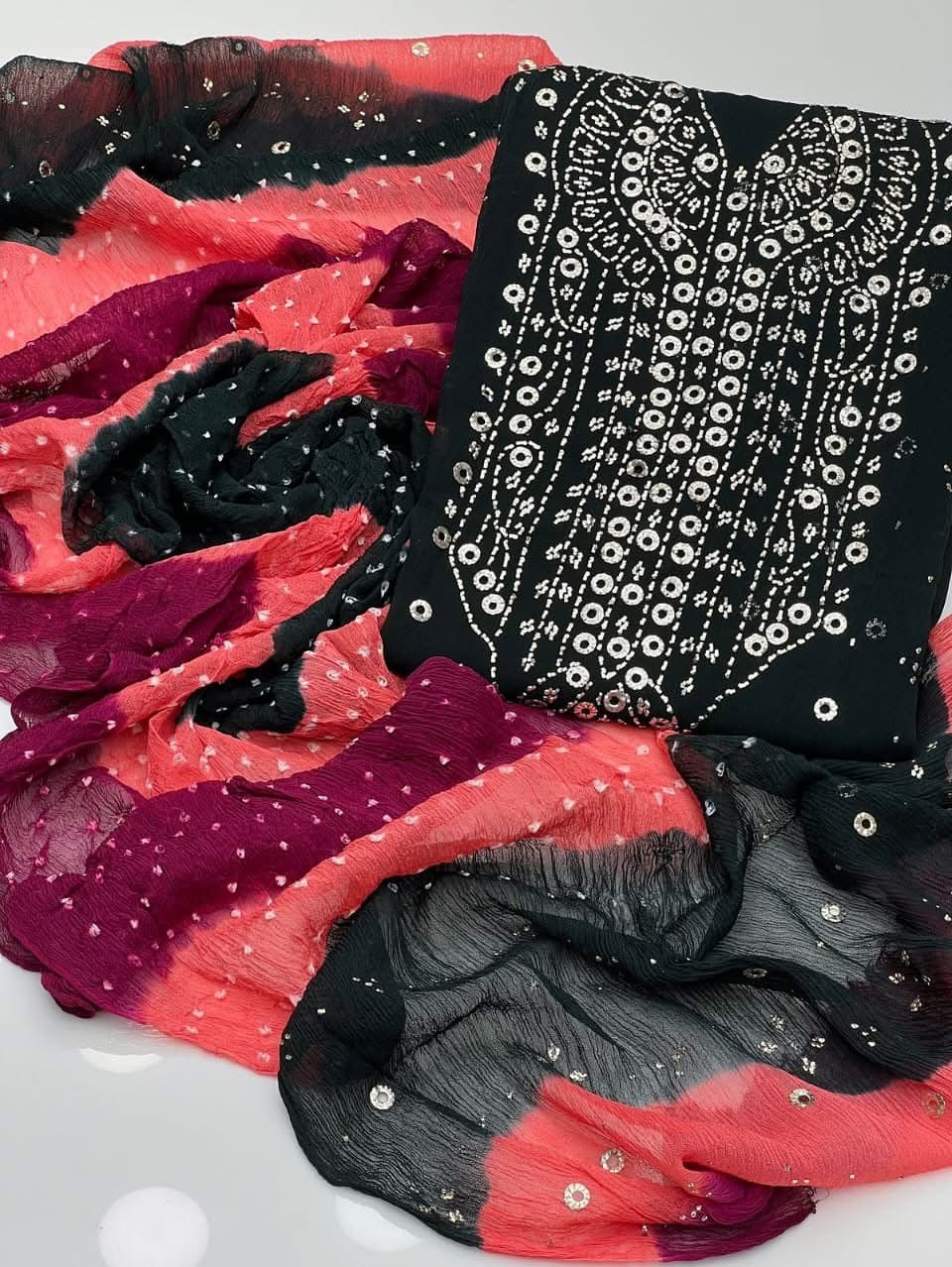 Chunari Mukesh Work | Unstitched Shirt Dupatta 2 Piece