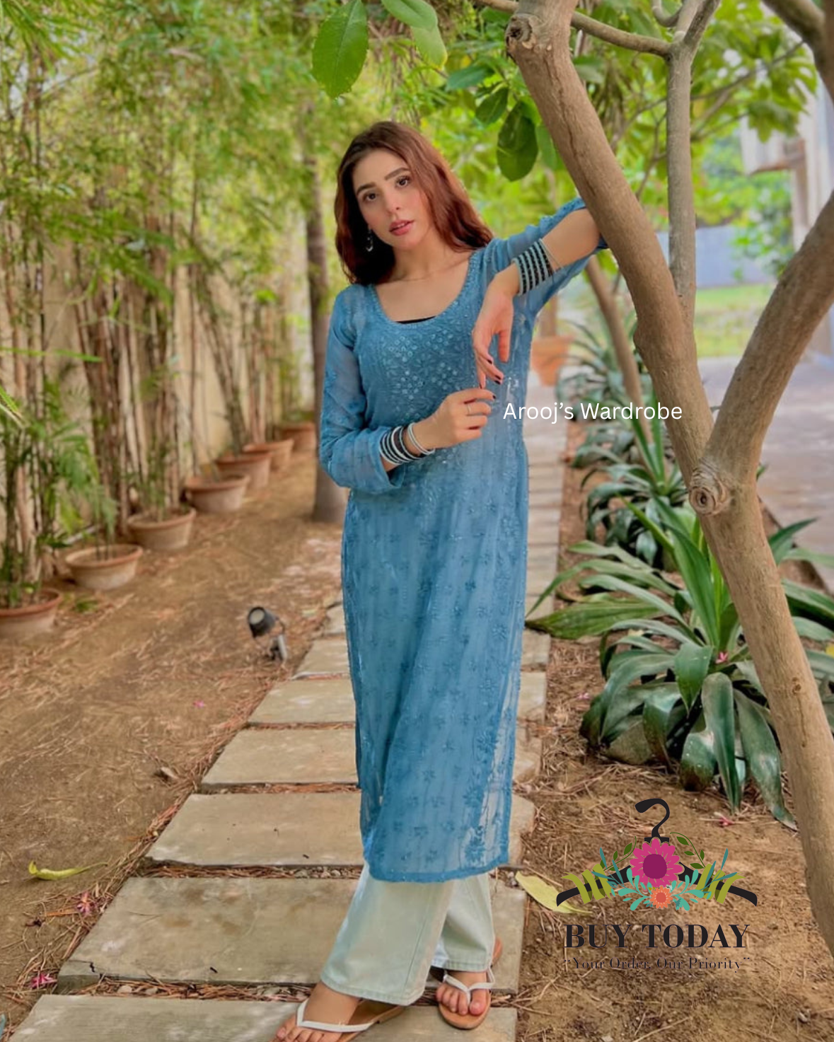 Pakka Boor Neck Mirror | Unstitched Shirt Dupatta 2 Piece