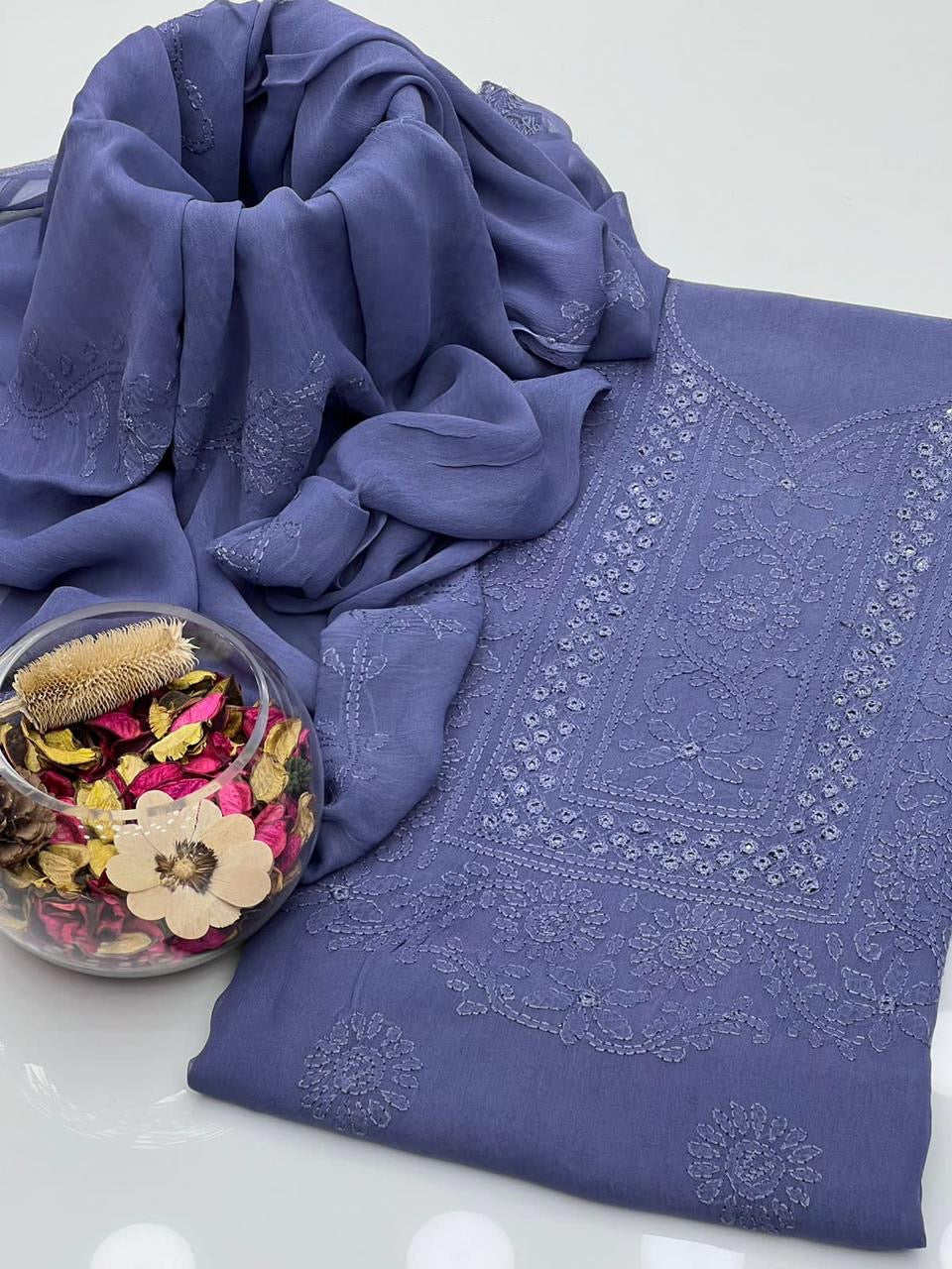 Shadow Mirror Work | Unstitched Shirt Dupatta 2 Piece