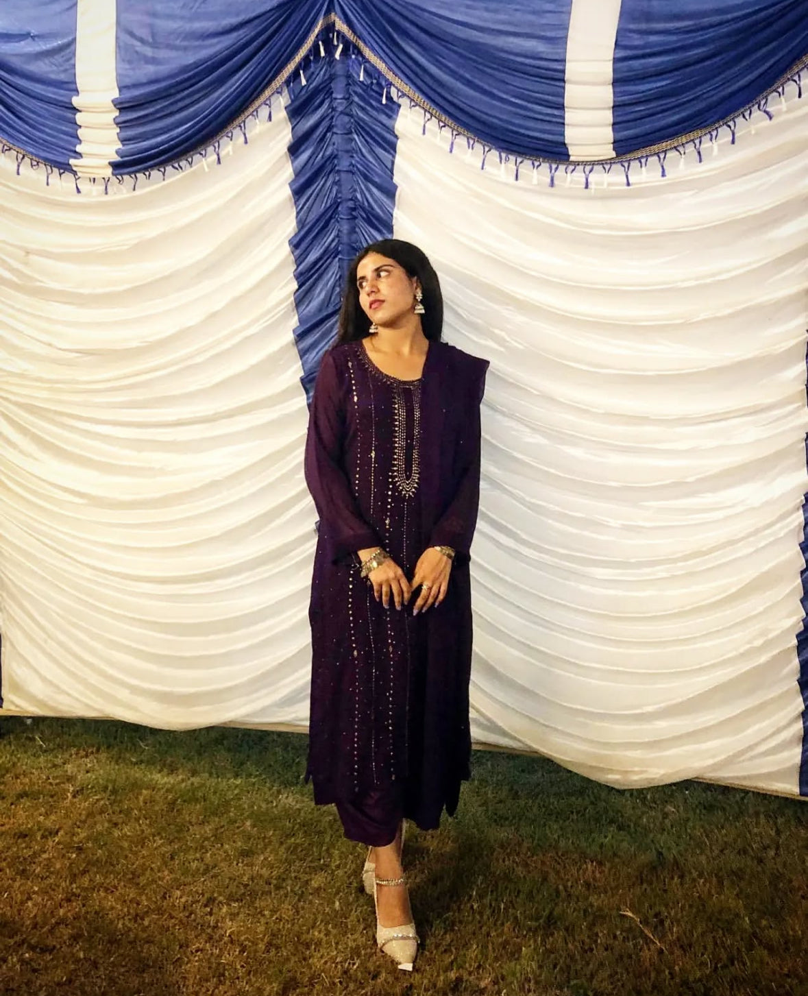 Heavy Panel Mukesh | Unstitched Shirt Dupatta 2 Piece