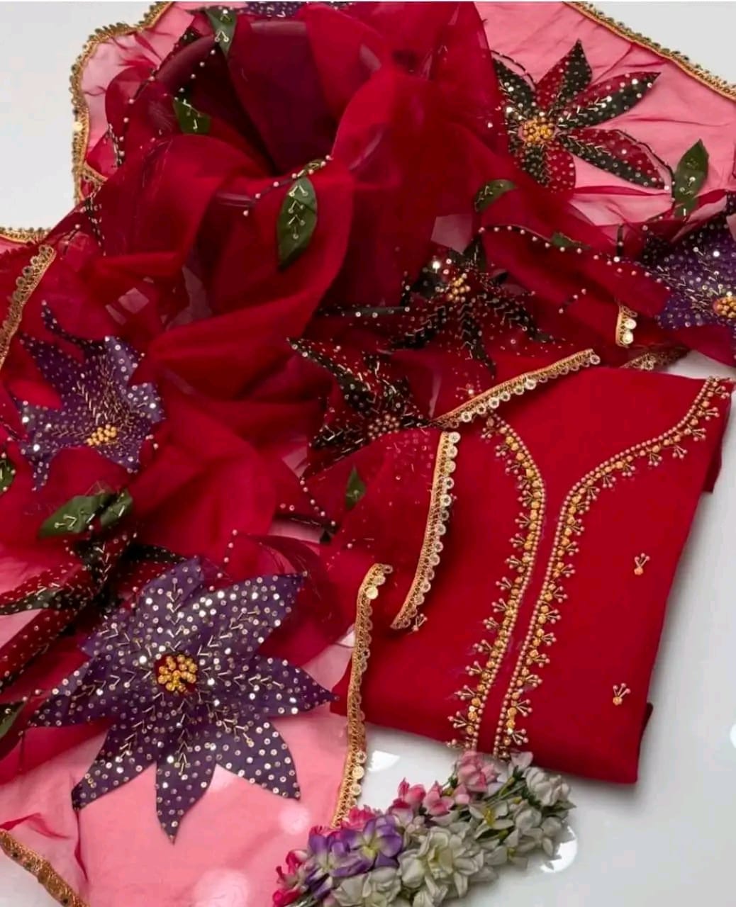 HandPainted Festive Wear | Unstitched Shirt Dupatta 2 Piece