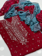 Chunari Mukesh Work | Unstitched Shirt Dupatta 2 Piece