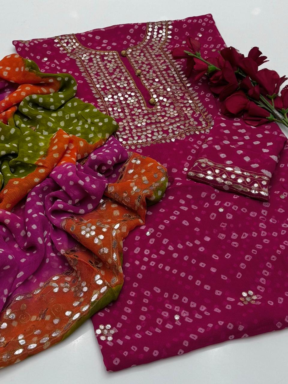 Pasting Gotta Chunari | Unstitched Shirt Dupatta 2 Piece