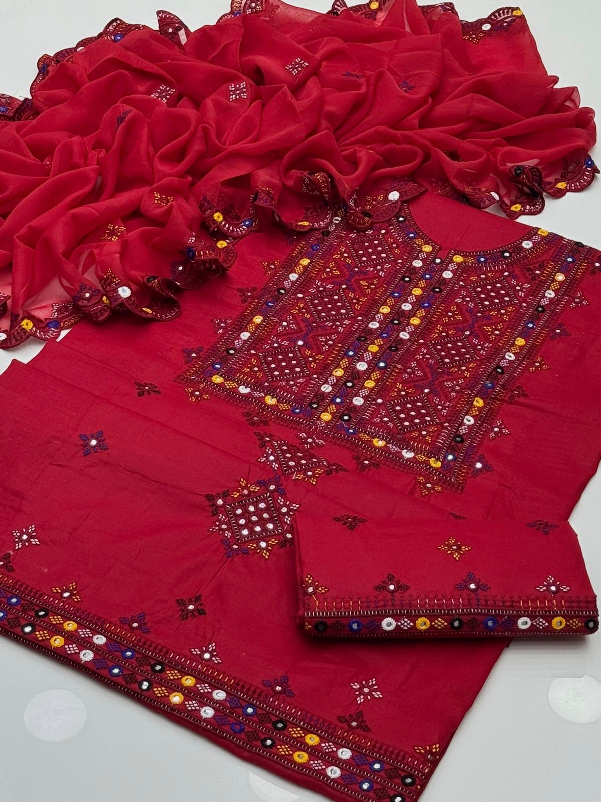 Balochi Embroidery 🧵 | Unstitched Shirt Dupatta Trouser 3 Piece