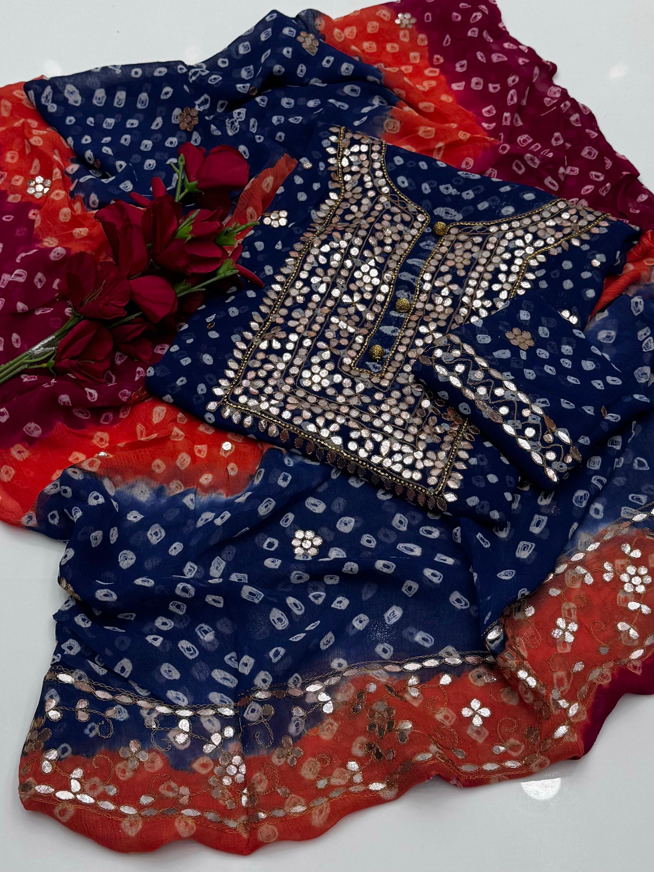 Pasting Gotta Chunari | Unstitched Shirt Dupatta 2 Piece